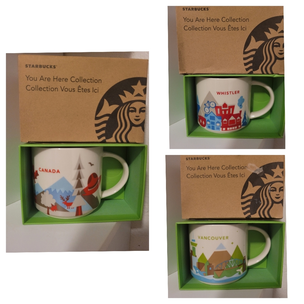 Starbucks You Are Here Collection CANADA- WHISTLER- VANCOUVER W/SKU  Lot Of 3